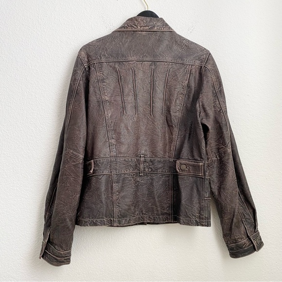 SCULLY Genuine Leather Brown Vintage Look Distressed Topstitch Leather Jacket - Picture 6 of 14